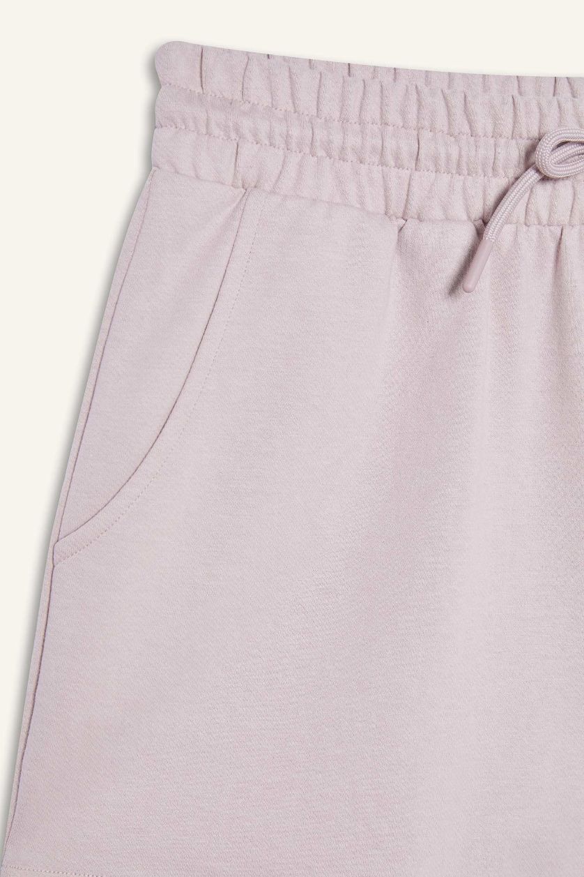 Kadın Açık Lila Standart Fit Sporcu Kısa Paça Basic Düz Şort