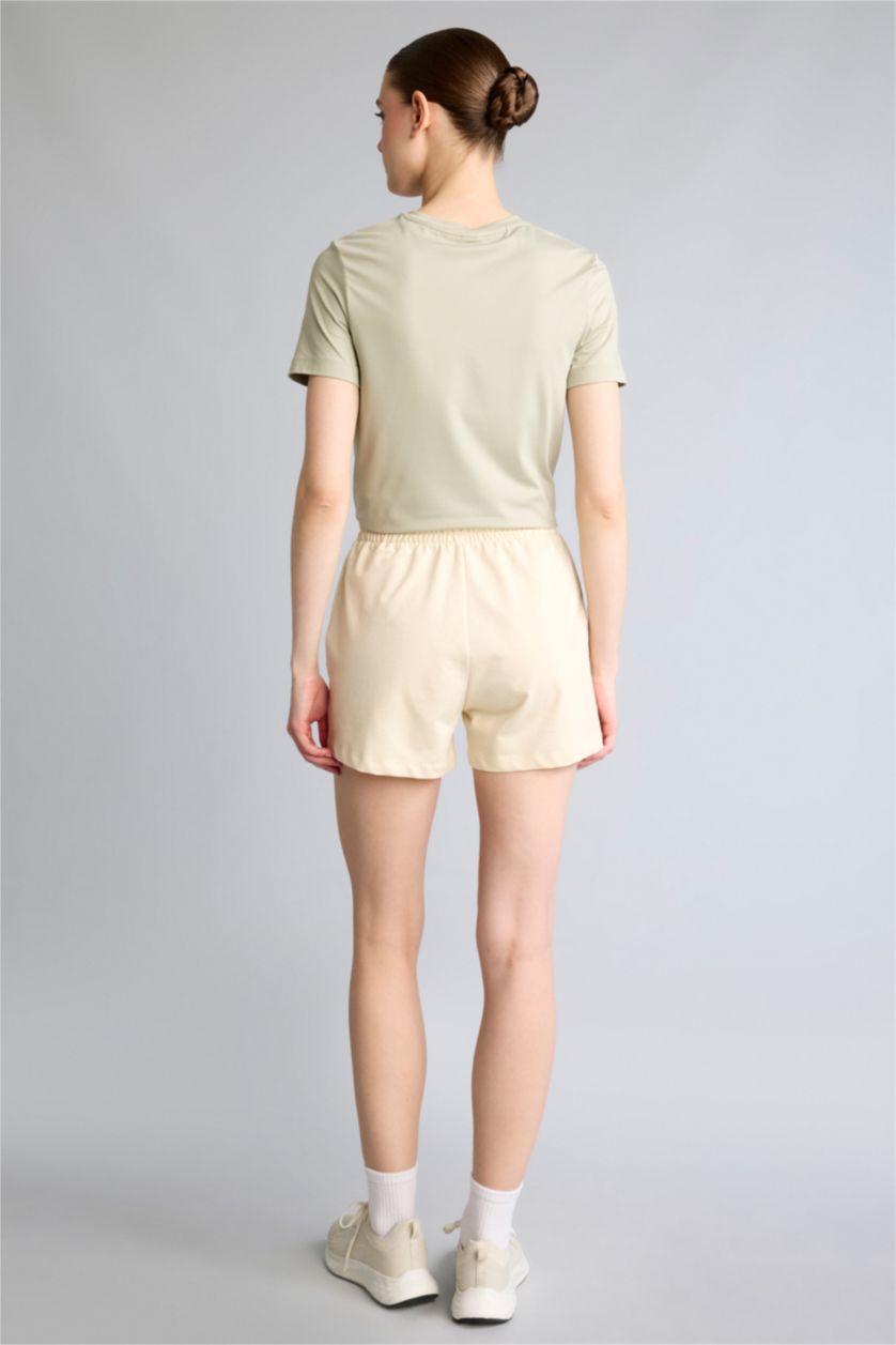 Woman Sand Standard Fit Elastic Waist Sports Shorts