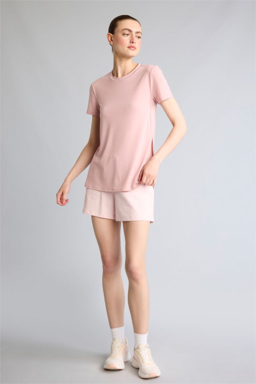 Woman Light Pink Standard Fit Sports Short Leg Shorts