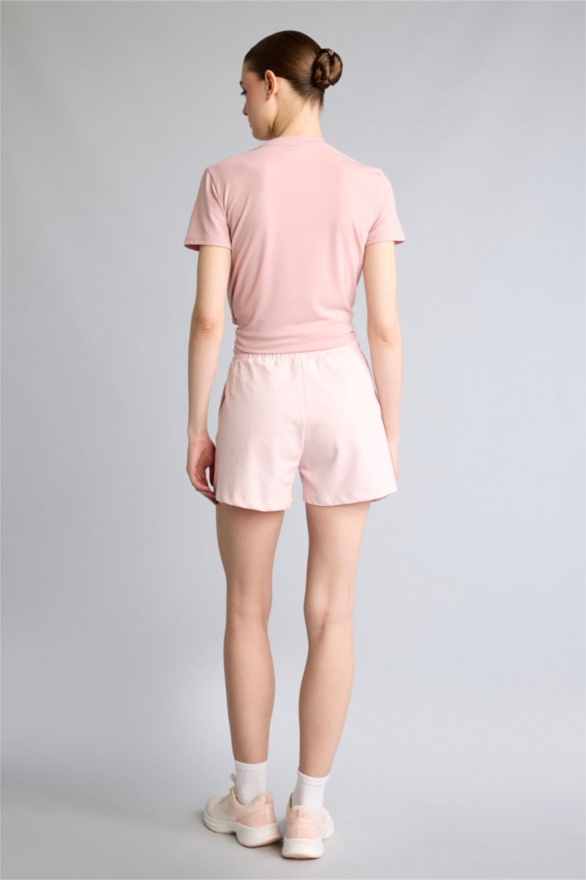 Woman Light Pink Standard Fit Sports Short Leg Shorts