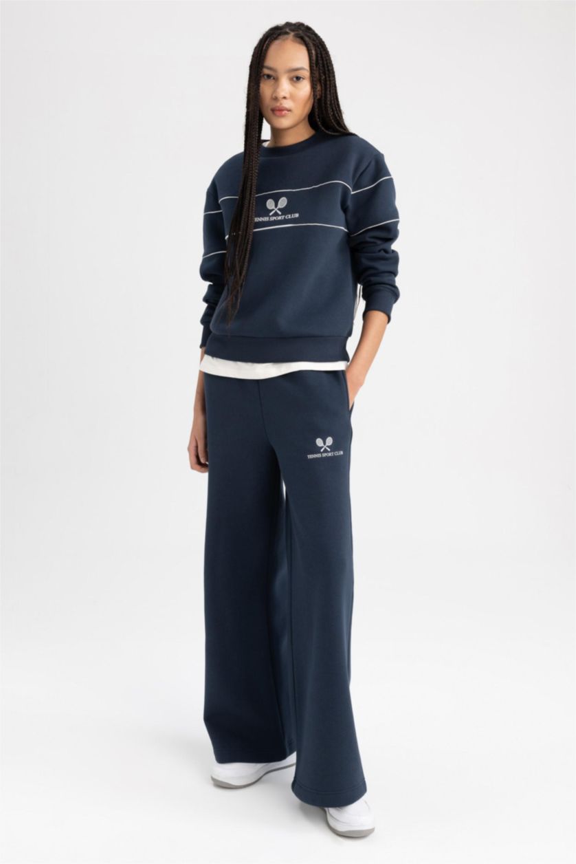 Woman NAVY Defacto Fit Standard Fit Printed Wide Leg Sweatpants