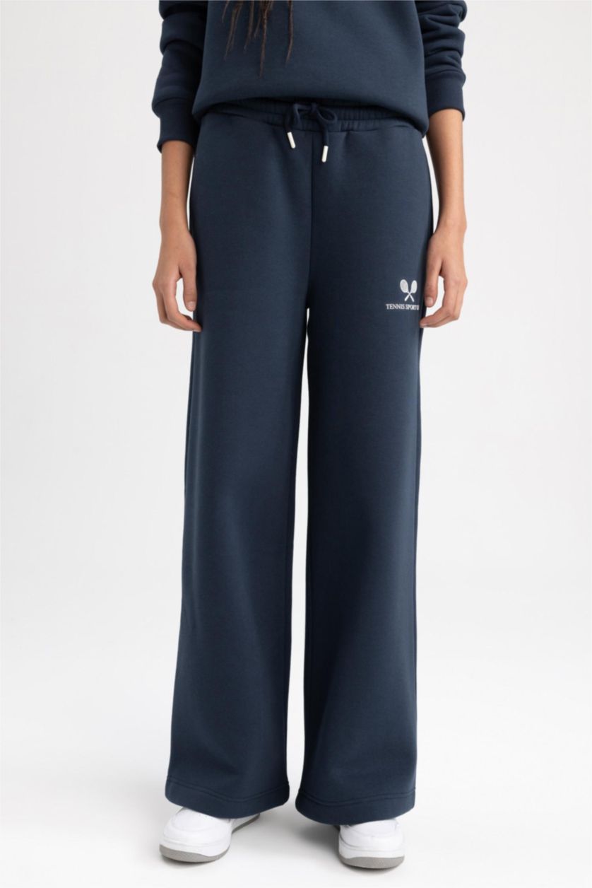 Woman NAVY Defacto Fit Standard Fit Printed Wide Leg Sweatpants