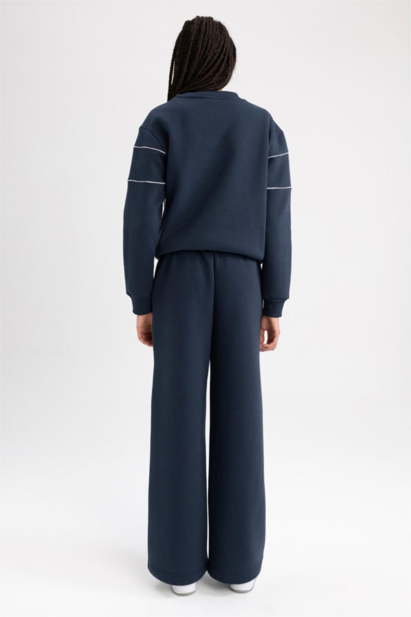 Woman NAVY Defacto Fit Standard Fit Printed Wide Leg Sweatpants