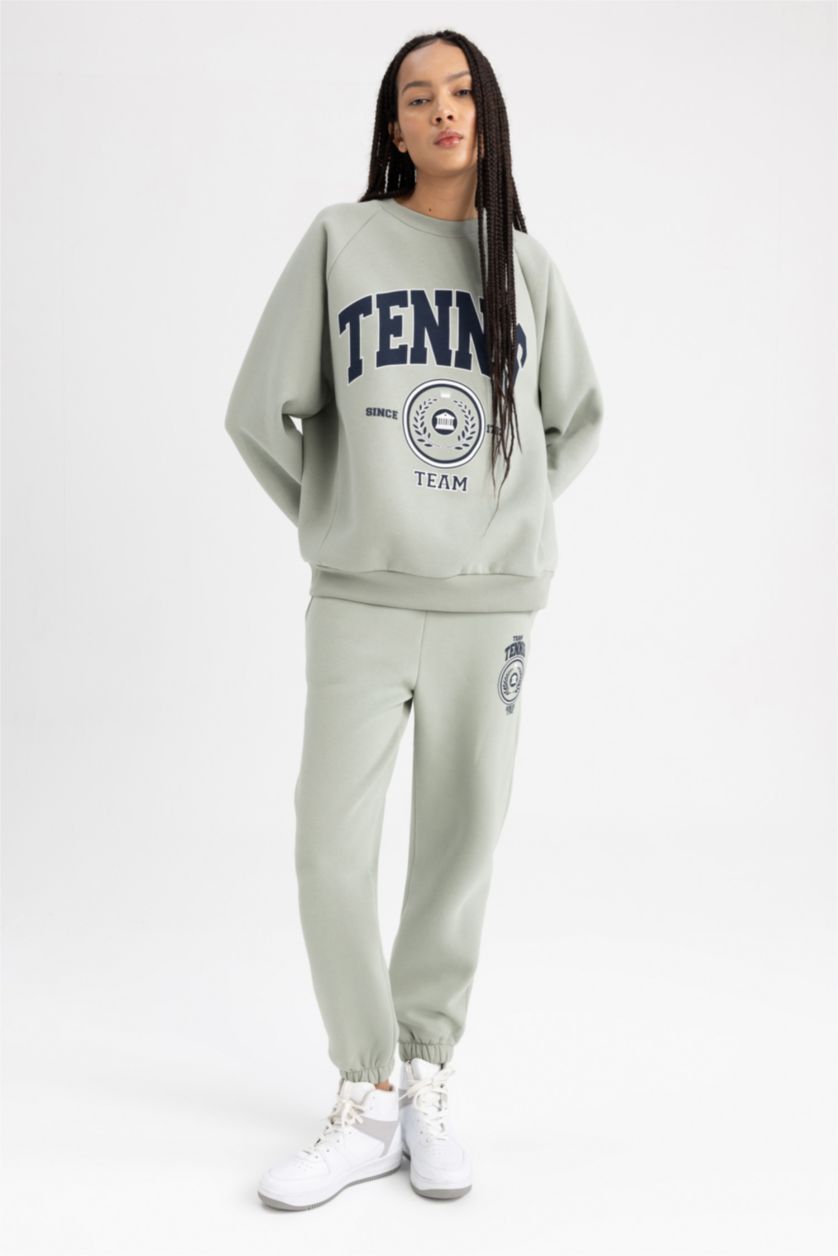 حريمي نعناع بنطلون بقصة عادية من قماش سميك