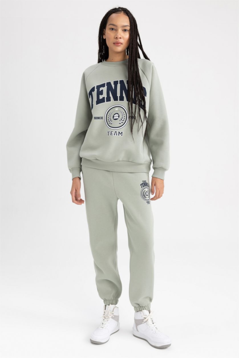 حريمي نعناع بنطلون بقصة عادية من قماش سميك