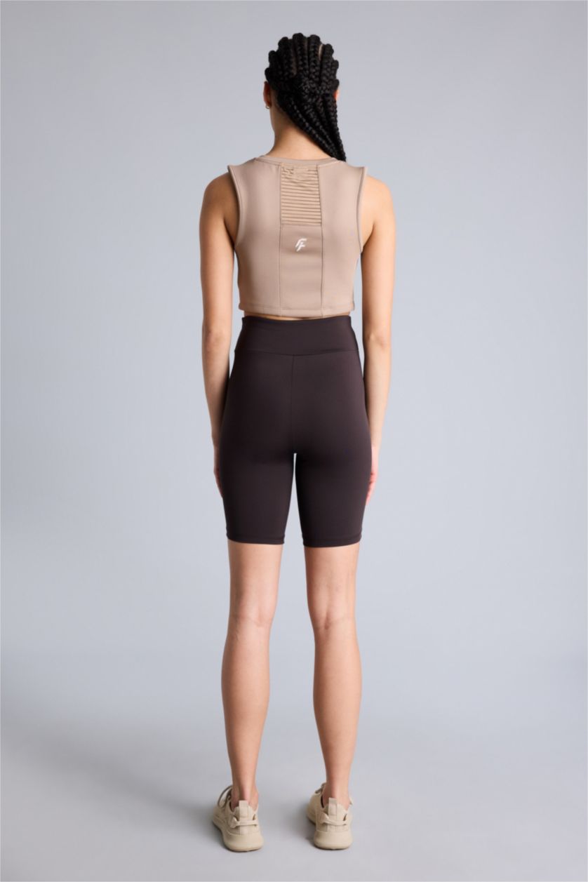 Kadın Kahve Biker Beli Saran Sporcu Tayt