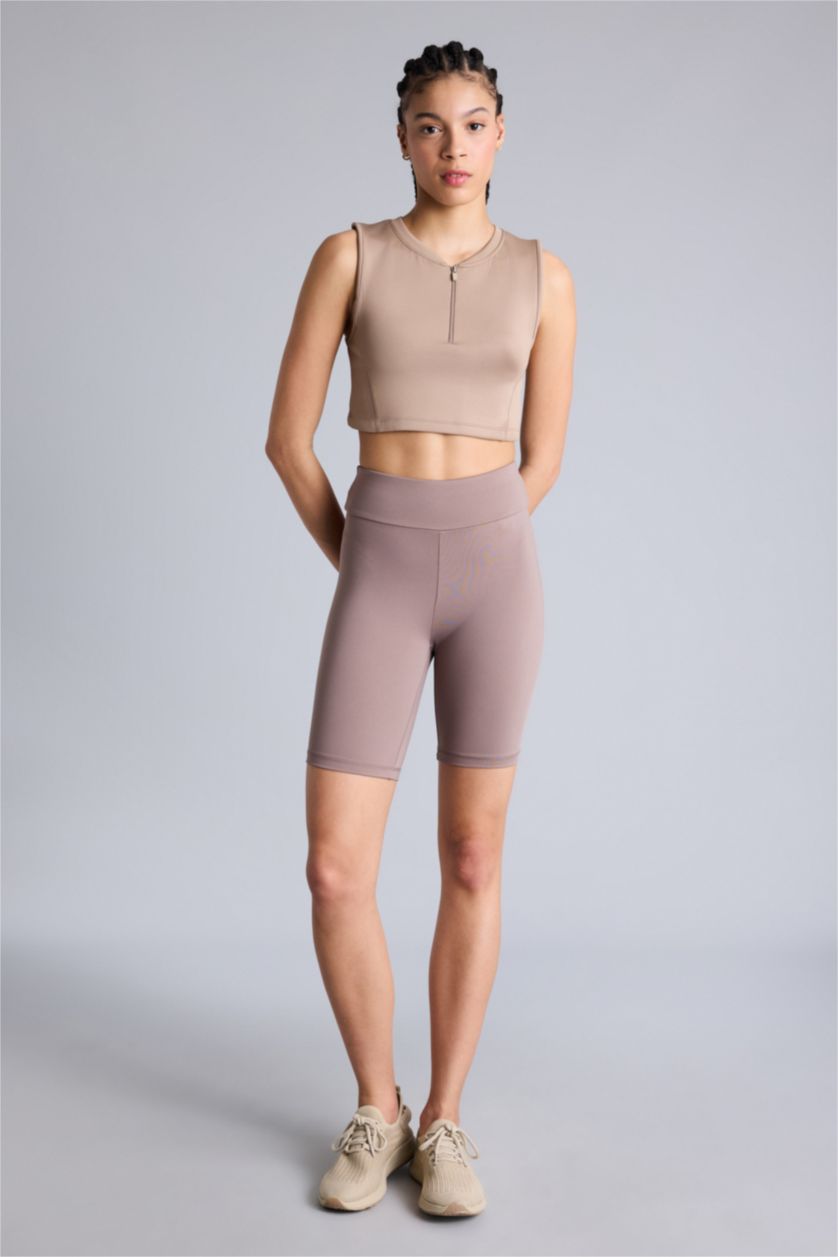 Kadın Açık Kahve Bıker Beli Saran Sporcu Tayt