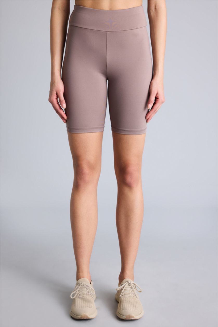 Kadın Açık Kahve Bıker Beli Saran Sporcu Tayt