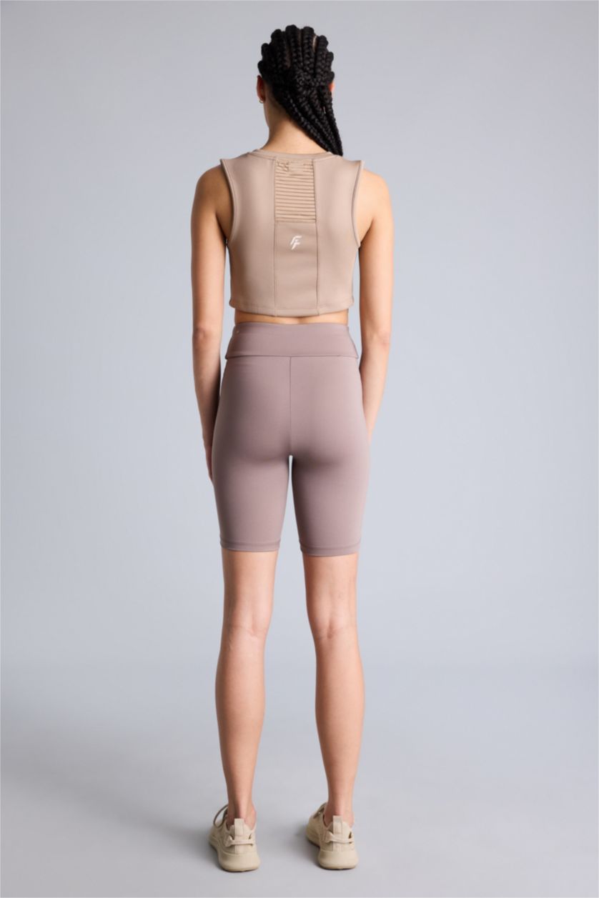 Kadın Açık Kahve Bıker Beli Saran Sporcu Tayt