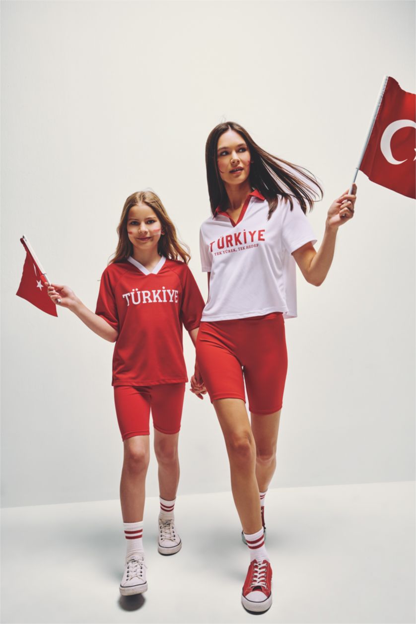Kadın Kırmızı Beli Saran Sporcu Tayt