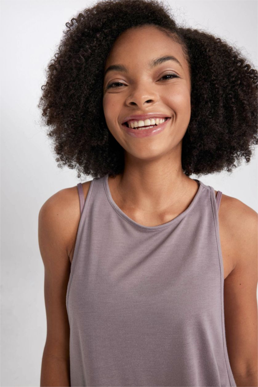 FEMME Gris Débardeur à col rond et coupe Confort