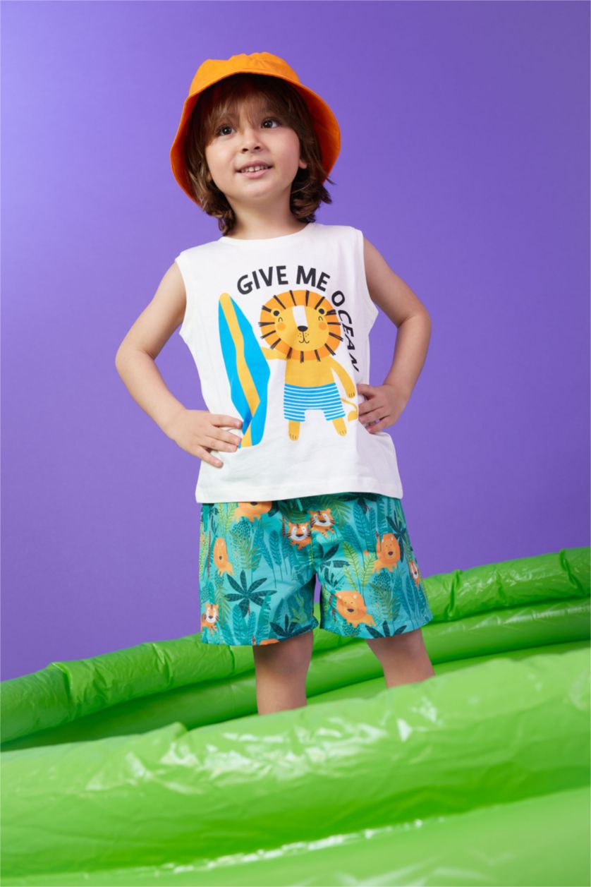 Малыши мальчики Бирюзовый Плавательные шорты с принтом для малышей мальчиков