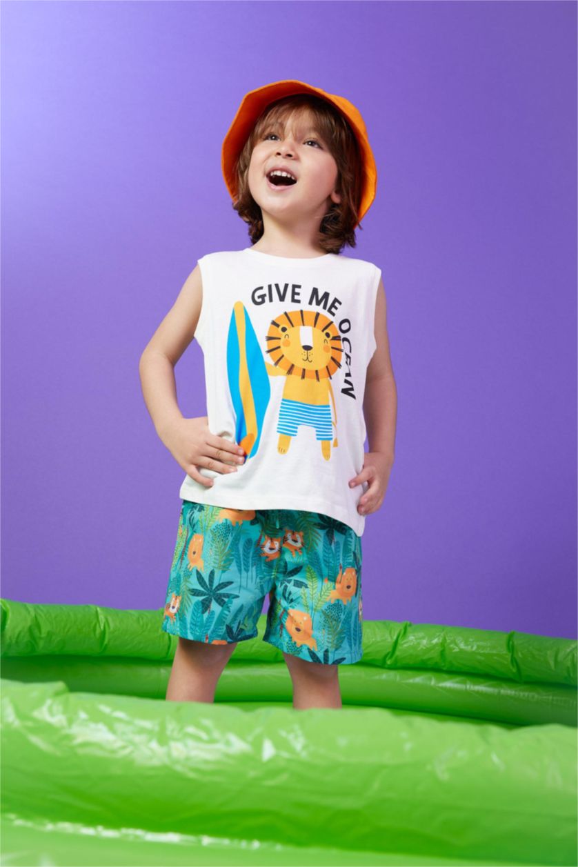 Малыши мальчики Бирюзовый Плавательные шорты с принтом для малышей мальчиков