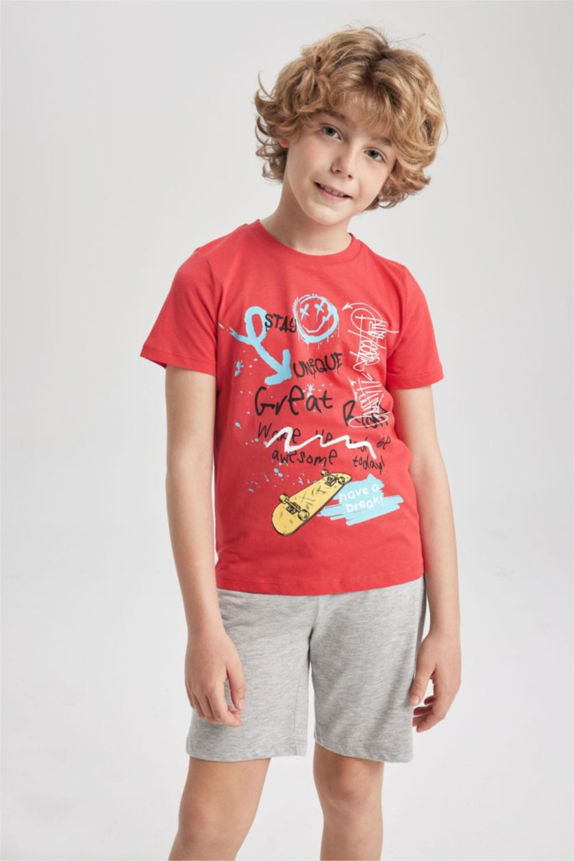 BOYS & TEENS Red طقم بيجاما قصة عادية
