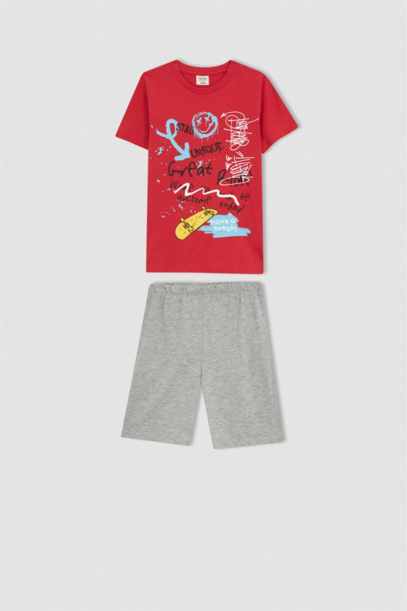 BOYS & TEENS Red طقم بيجاما قصة عادية
