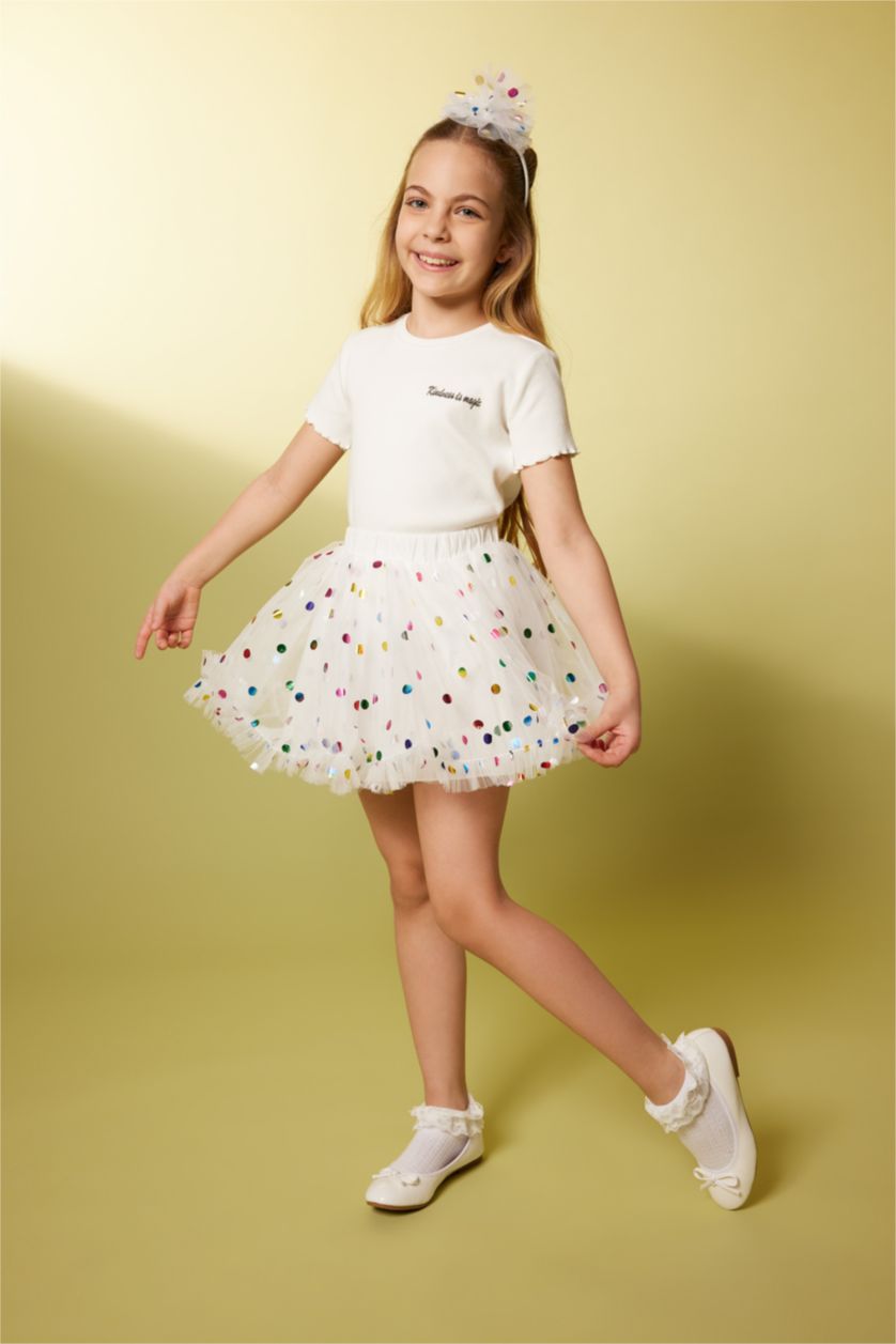 FILLES Blanc Jupe En Tricot Coupe Régulière Pour Fille