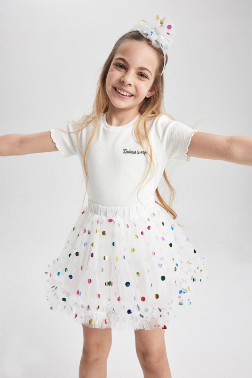 FILLES Blanc Jupe En Tricot Coupe Régulière Pour Fille