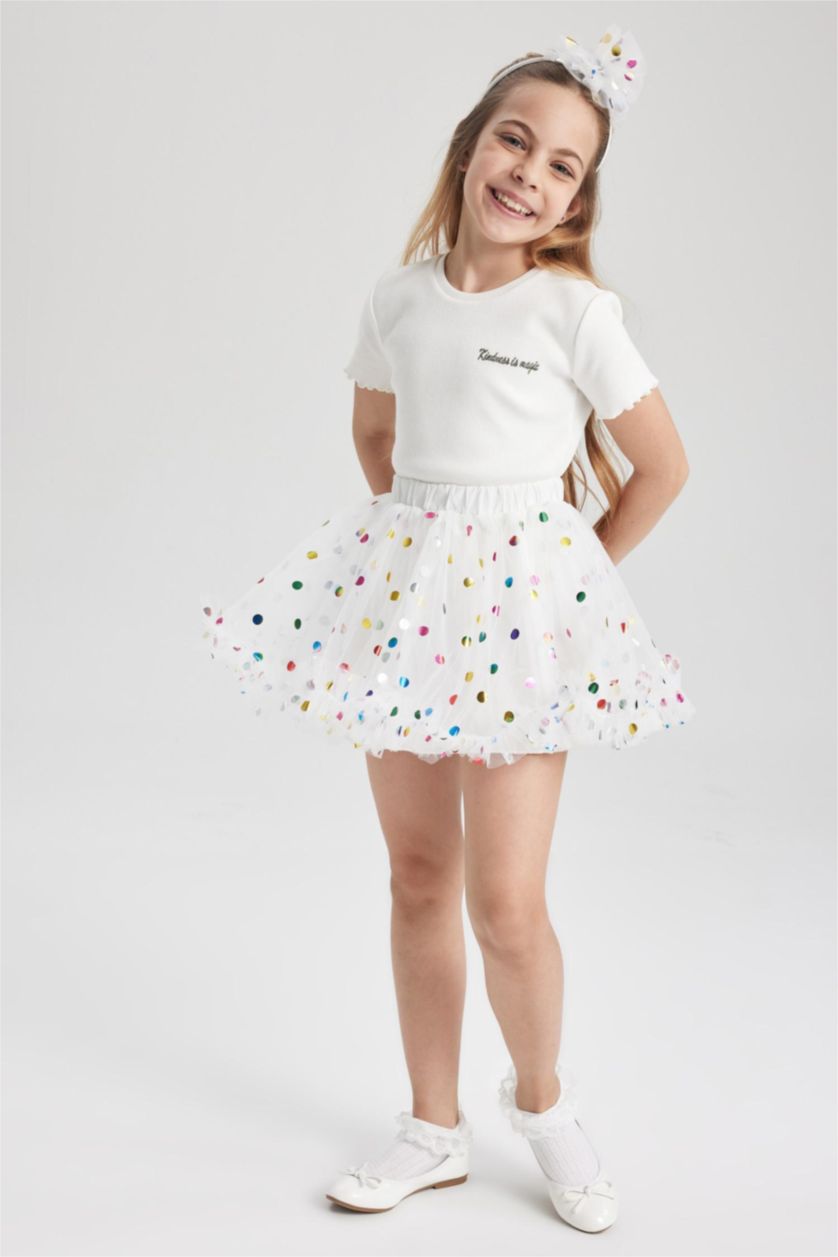 FILLES Blanc Jupe En Tricot Coupe Régulière Pour Fille