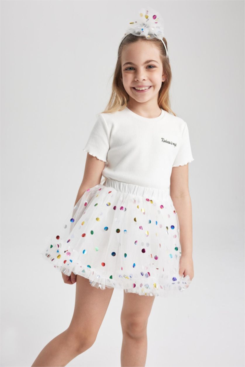 FILLES Blanc Jupe En Tricot Coupe Régulière Pour Fille