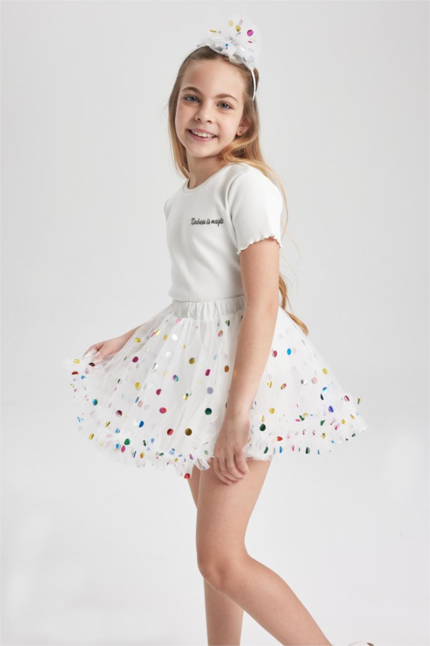 FILLES Blanc Jupe En Tricot Coupe Régulière Pour Fille