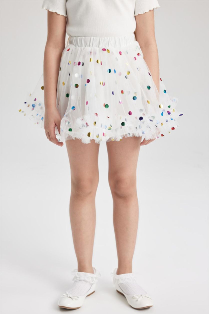 FILLES Blanc Jupe En Tricot Coupe Régulière Pour Fille