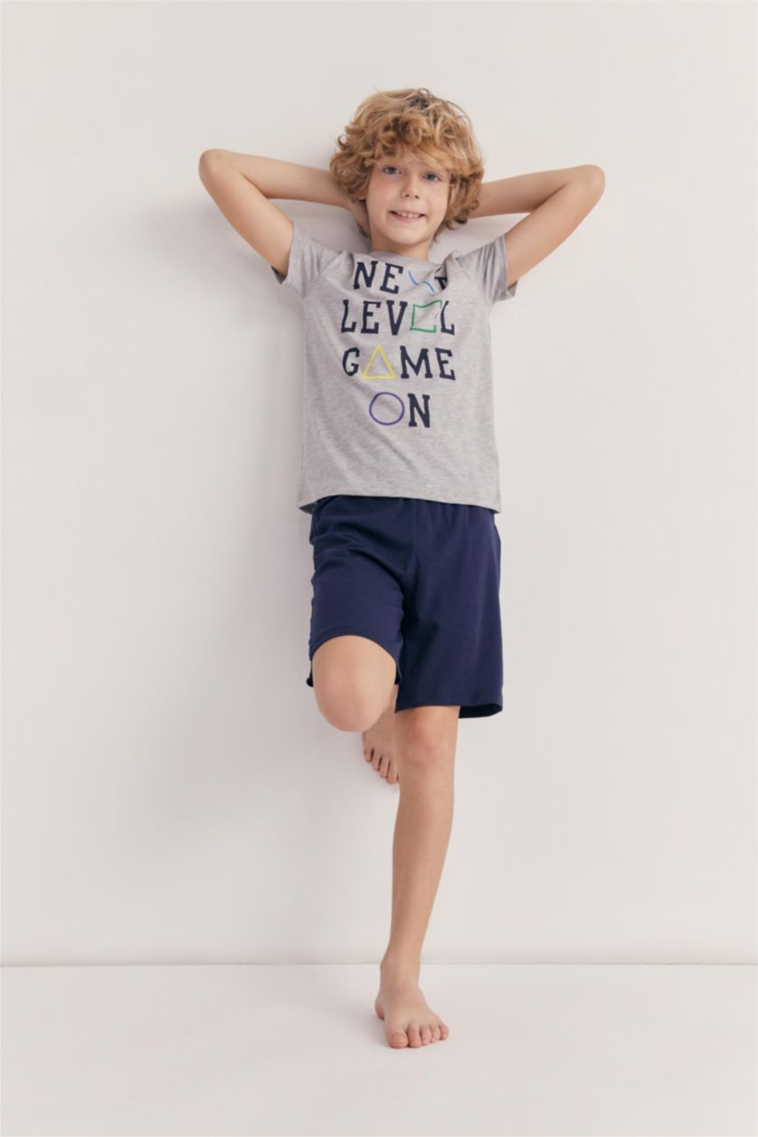BOYS & TEENS Grey Melange Boy Regular Fit Pajamas