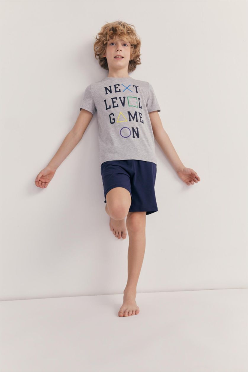 BOYS & TEENS Grey Melange Boy Regular Fit Pajamas