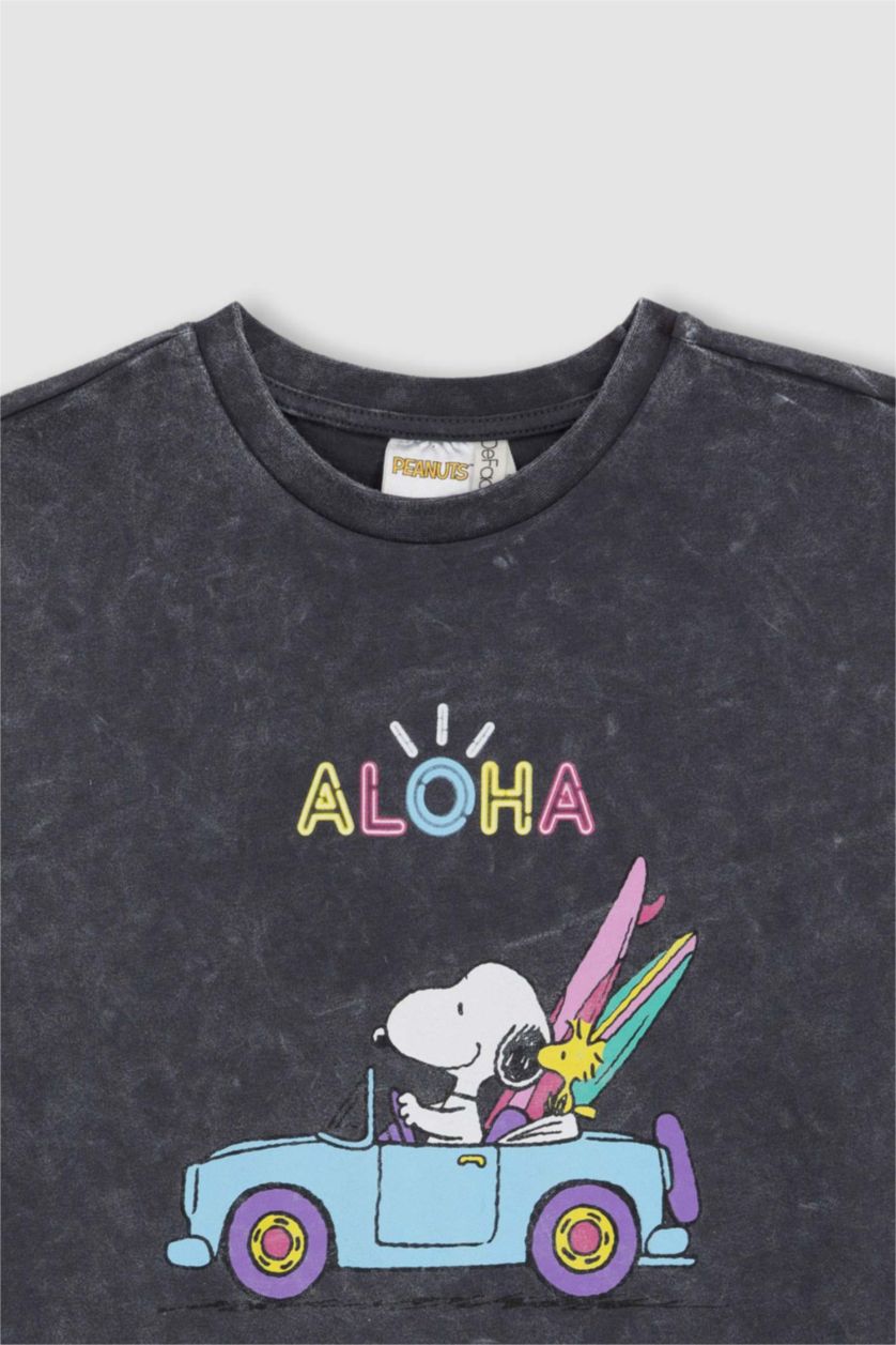 GIRLS & TEENS Anthracite Girl Snoopy Licensed Oversize Fit Short Sleeve T-Shirt