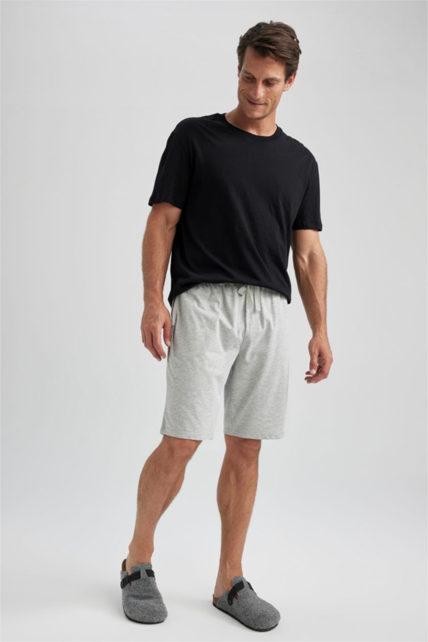 Men Grey Melange Regular Fit Knitted Bottoms
