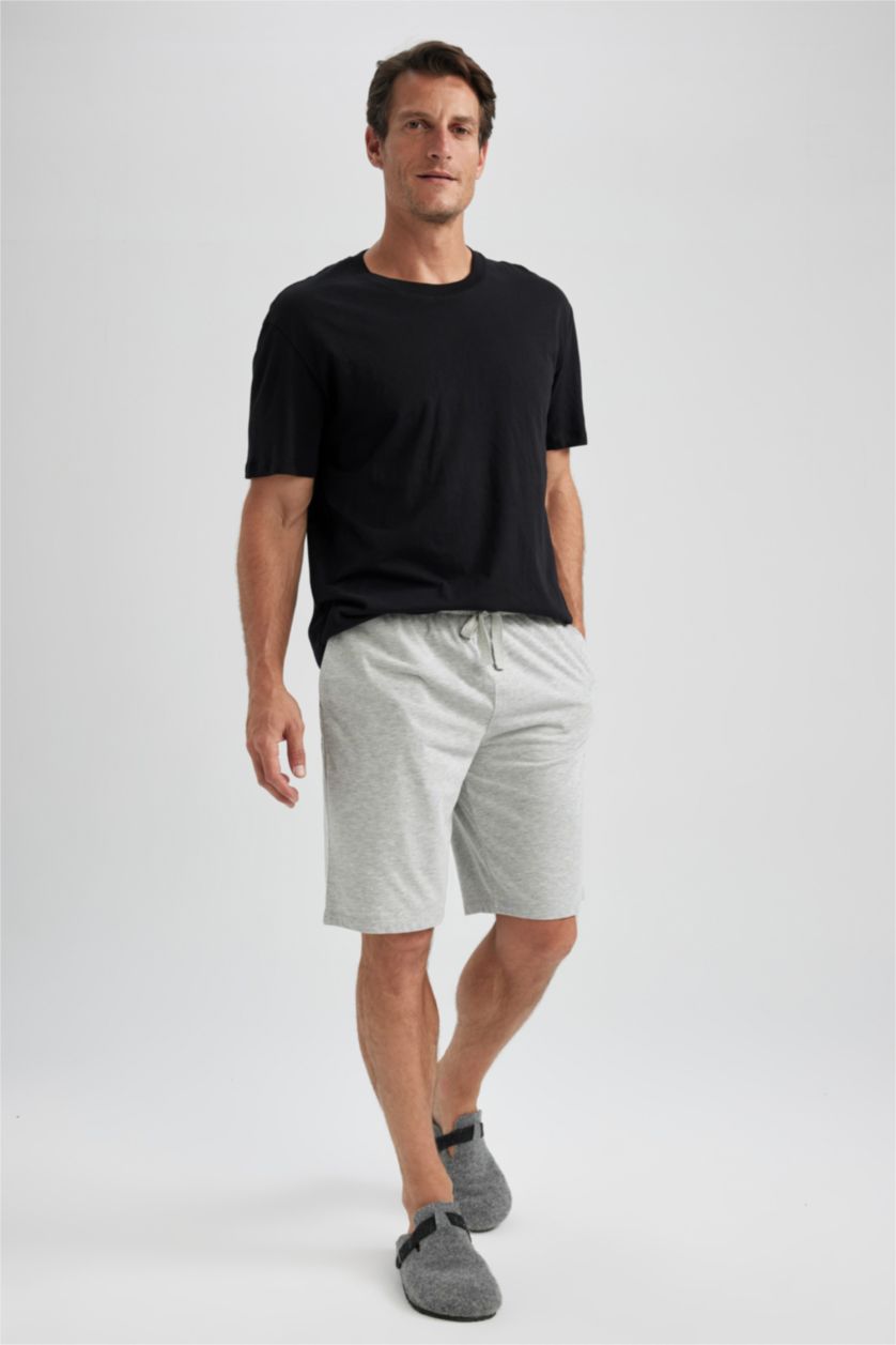 Men Grey Melange Regular Fit Knitted Bottoms