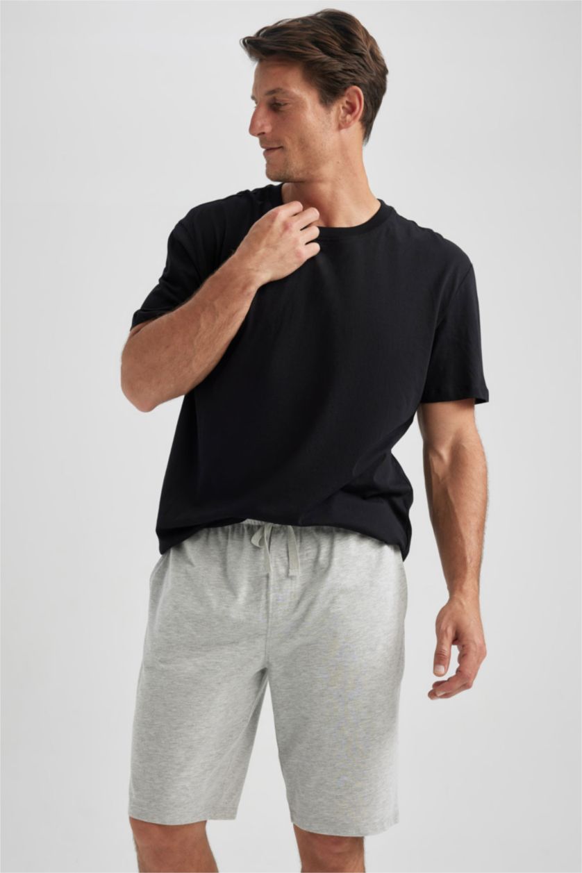 Men Grey Melange Regular Fit Knitted Bottoms