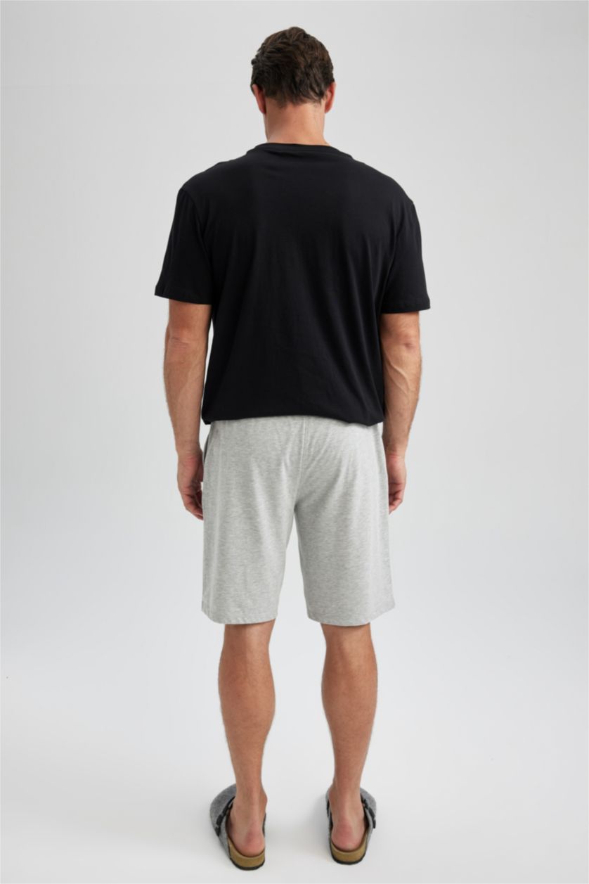 Erkek Gri Melanj Regular Fit Cepli Şort Pijama Altı
