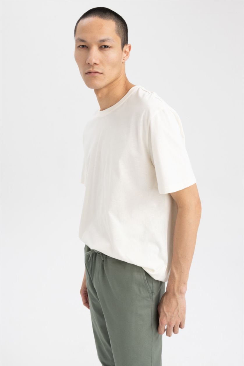 رجالي بيج فاتح New Regular Fit Short Sleeve T-Shirt