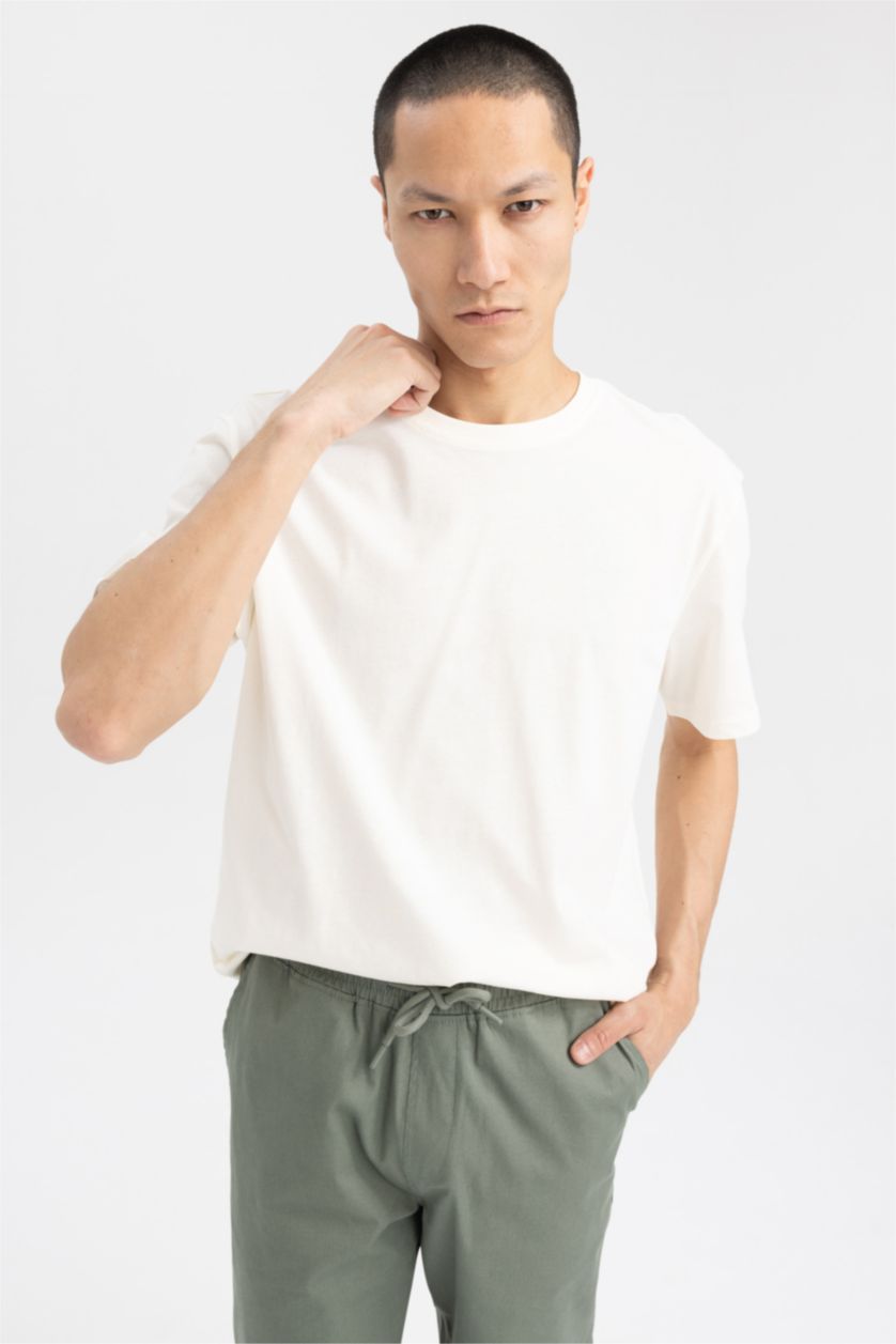 رجالي بيج فاتح New Regular Fit Short Sleeve T-Shirt