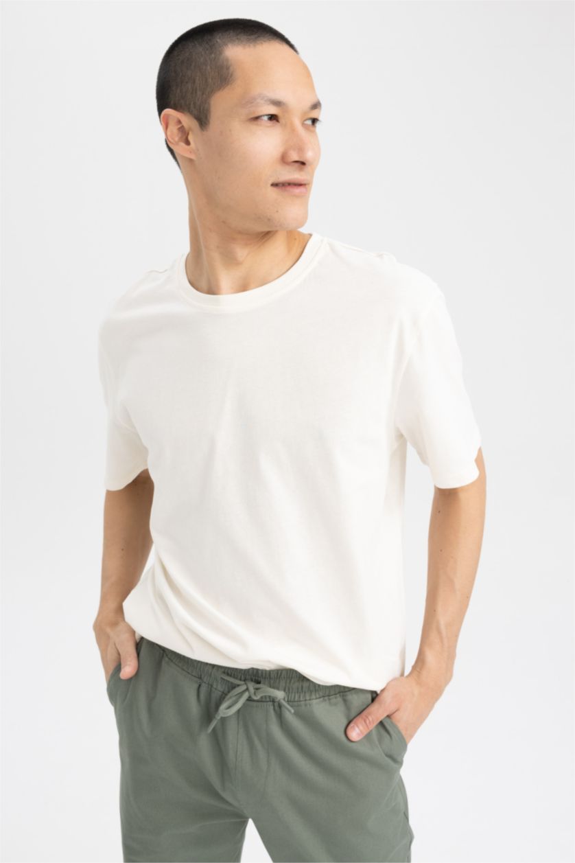 رجالي بيج فاتح New Regular Fit Short Sleeve T-Shirt