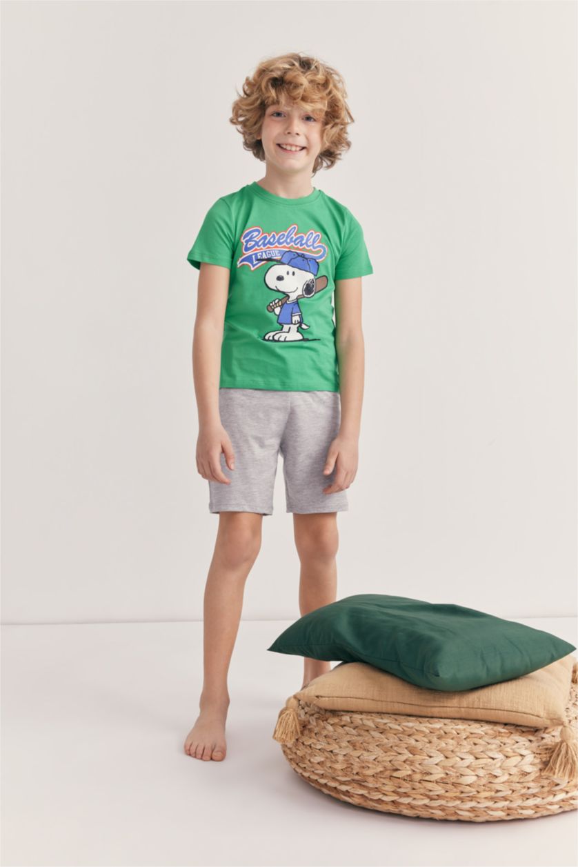 BOYS & TEENS Green Boy Snoopy Regular Fit Pajamas Set