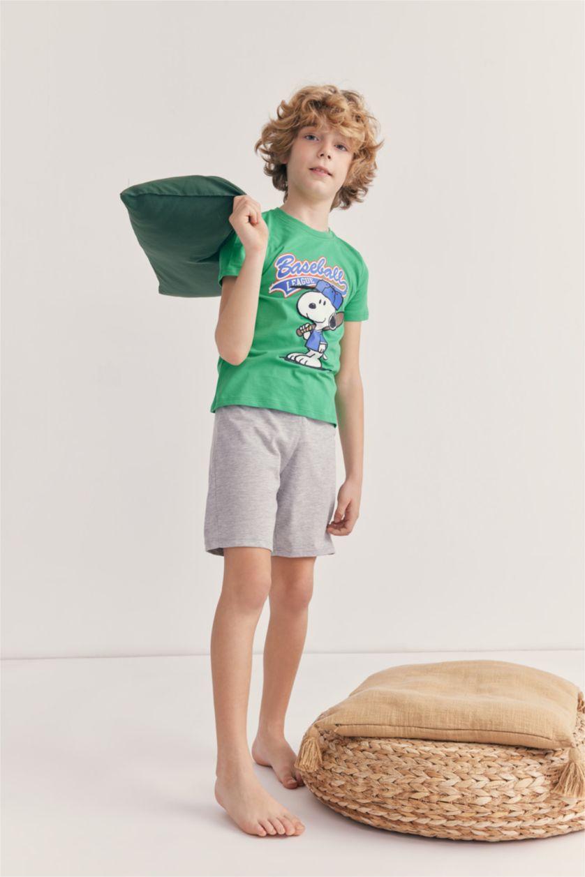 BOYS & TEENS Green Boy Snoopy Regular Fit Pajamas Set