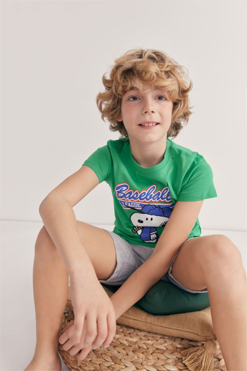 BOYS & TEENS Green Boy Snoopy Regular Fit Pajamas Set
