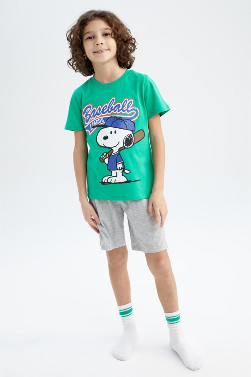 BOYS & TEENS Green Boy Snoopy Regular Fit Pajamas Set
