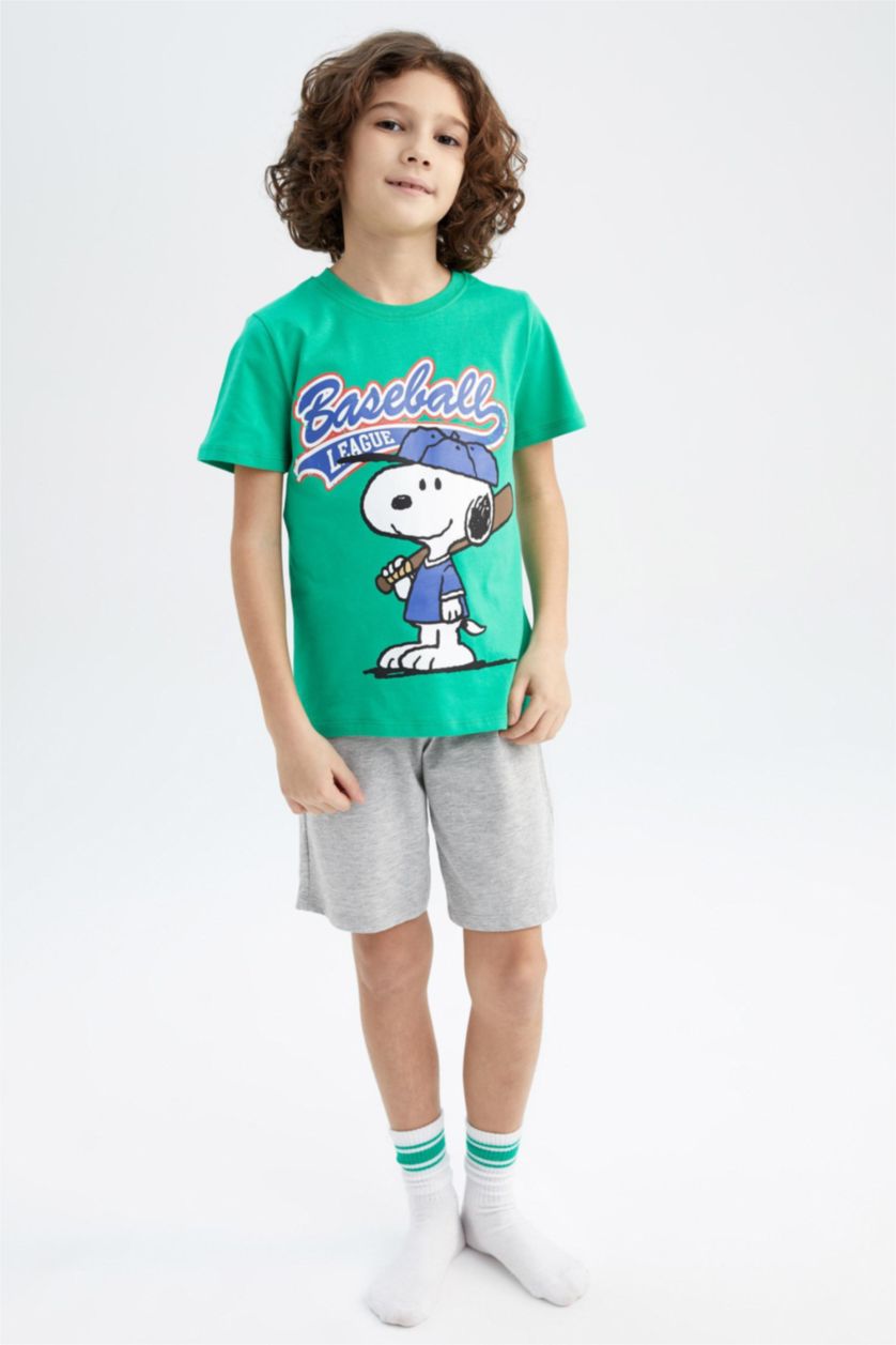 BOYS & TEENS Green Boy Snoopy Regular Fit Pajamas Set