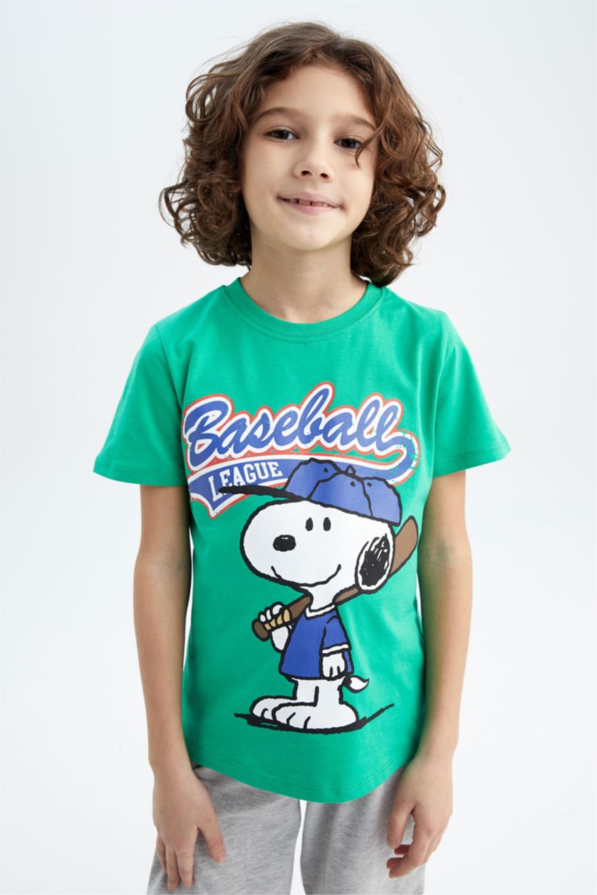 BOYS & TEENS Green Boy Snoopy Regular Fit Pajamas Set