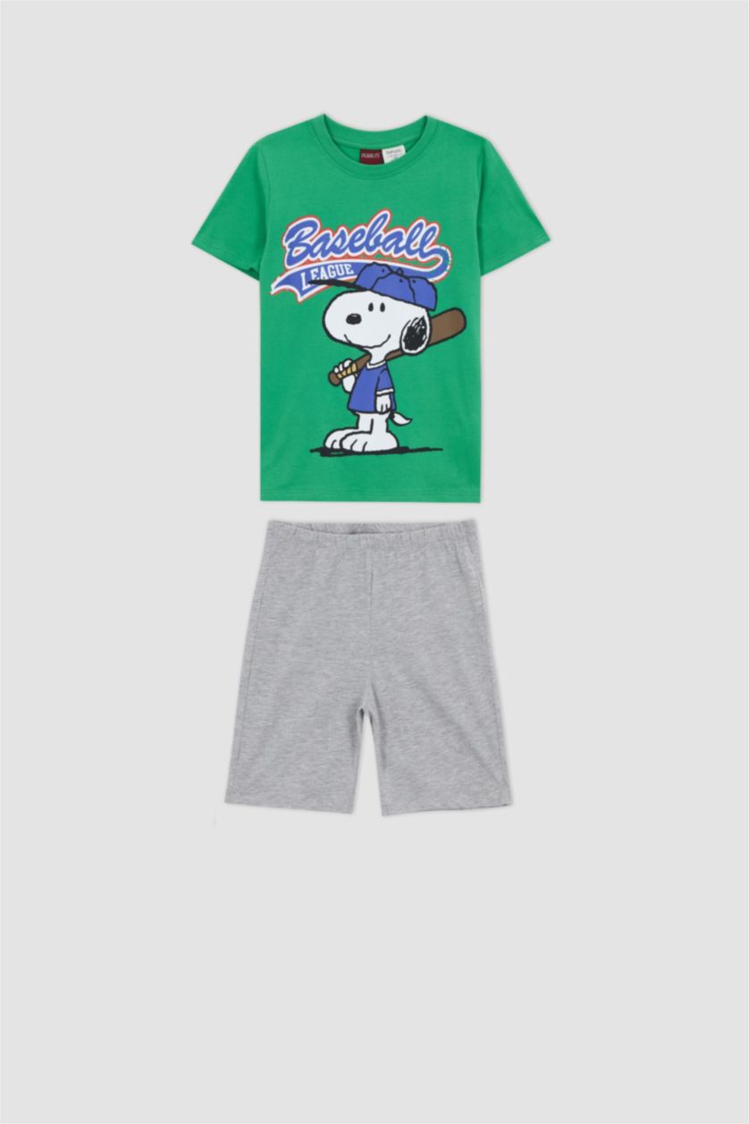 BOYS & TEENS Green Boy Snoopy Regular Fit Pajamas Set