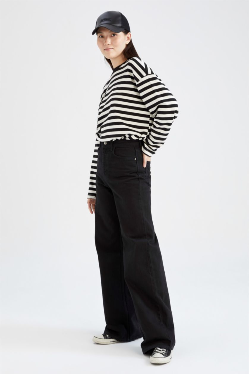 WOMAN Black High Waist Wide Leg Trousers