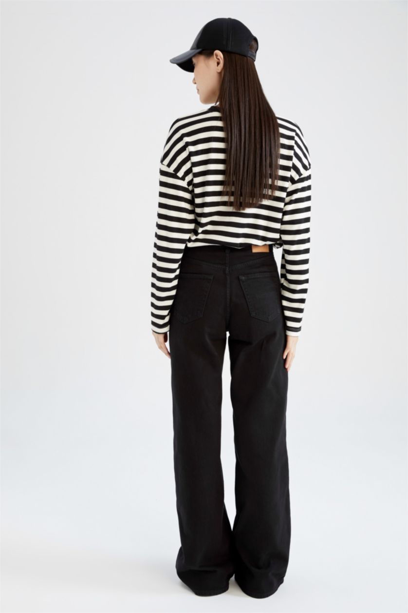 WOMAN Black High Waist Wide Leg Trousers