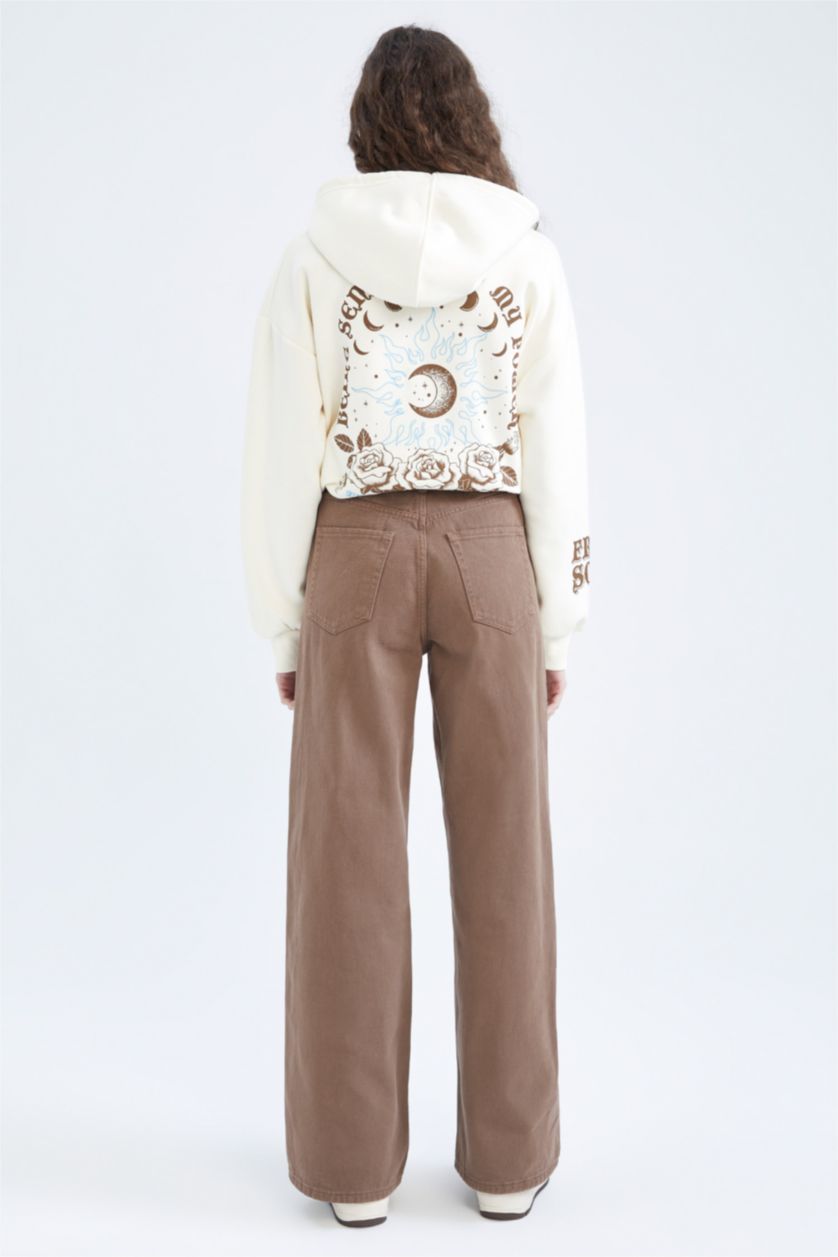 WOMAN Brown High Waist Wide Leg Trousers