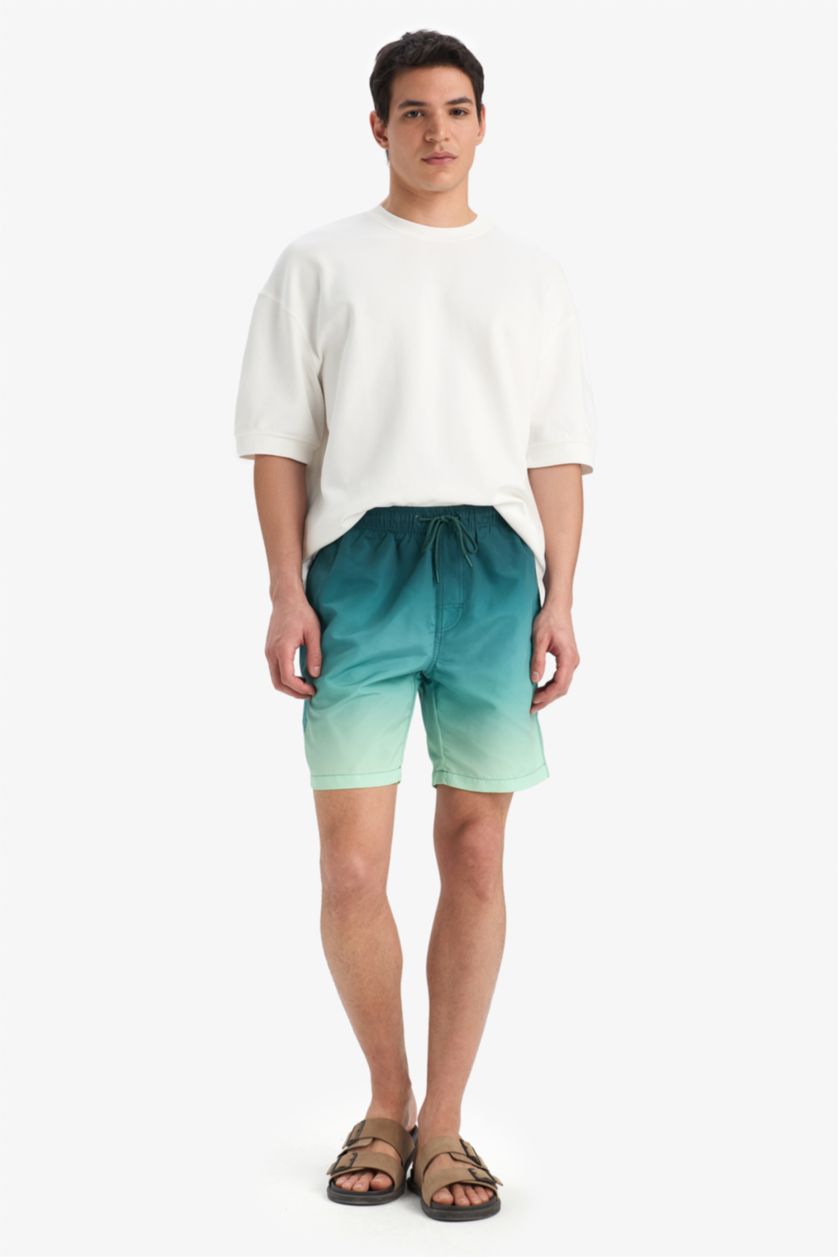HOMME Vert Short De Bain Tissé Coupe Régulière