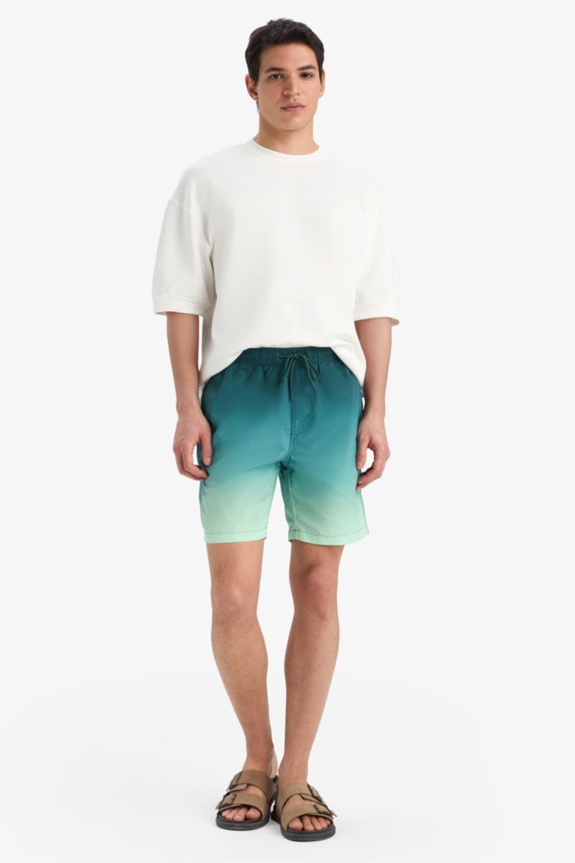 HOMME Vert Short De Bain Tissé Coupe Régulière