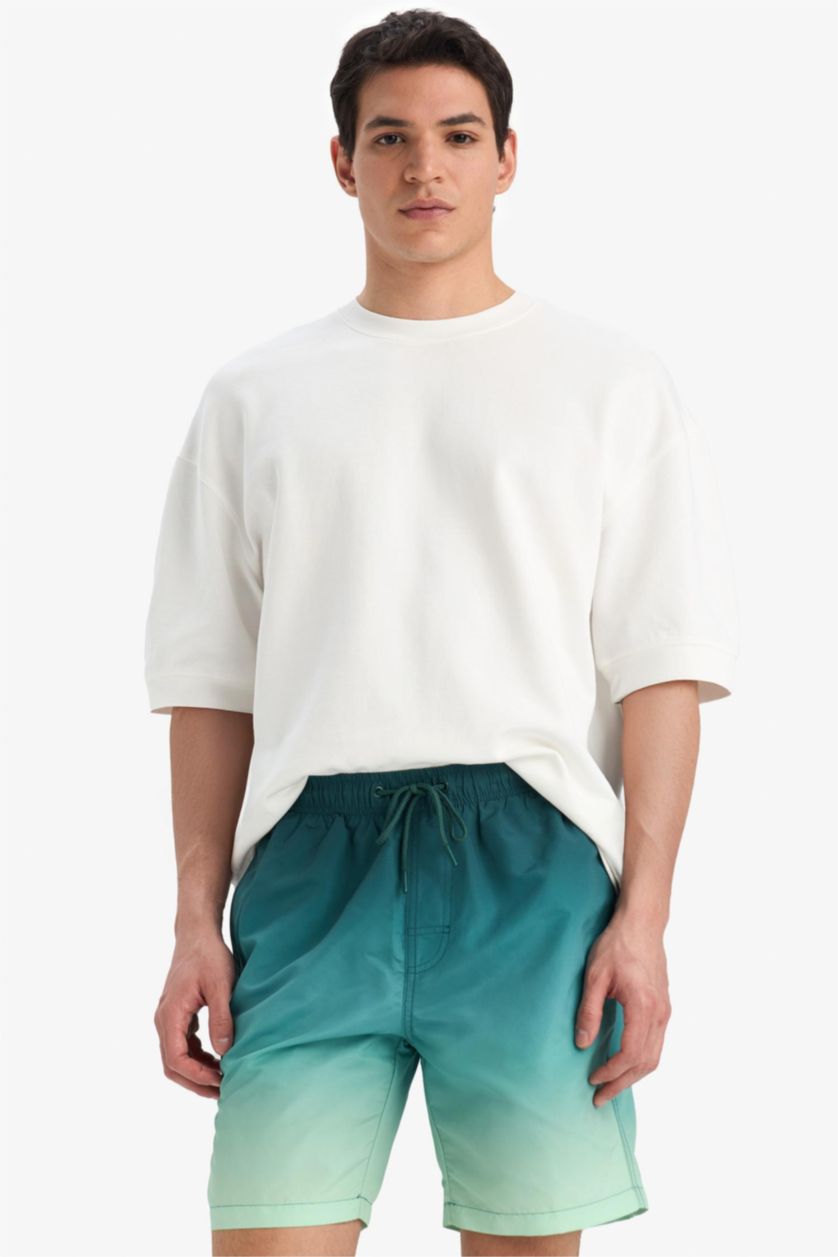 HOMME Vert Short de bain au-dessus du genou avec doublure filet Coupe droite