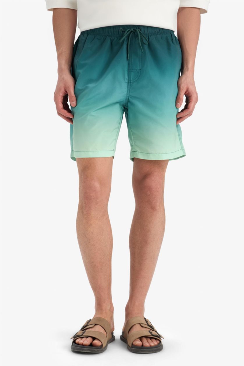 HOMME Vert Short de bain au-dessus du genou avec doublure filet Coupe droite