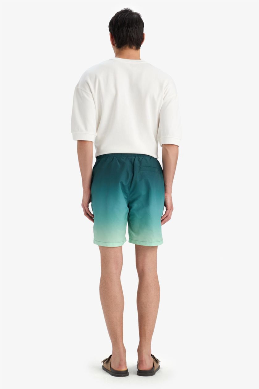 HOMME Vert Short de bain au-dessus du genou avec doublure filet Coupe droite